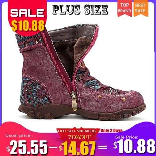 Womens Ladies Retro Bohemian Style Ankle Zip Short Boots Booties Casual Shoes Womens Winter Boots Botas mujer invierno 2020
