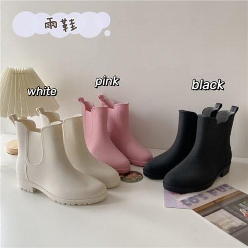 Women Rubber Rain Ankle Boots Waterproof Shoes Woman Winter Female Water Shoes Rainboots Short Boots for Women Black