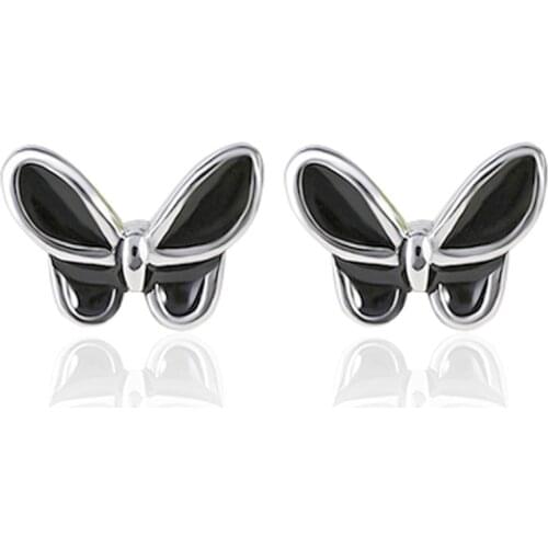 100% 925 sterling silver fashion butterfly design stud earrings for women wholesale jewelry birthday gift drop shipping cheap