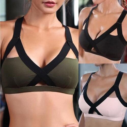 Bra Lingerie Ladies'plain Color Front Cross Side Lace Sports Bras Full Cup Bra Vest Tops Underwear Soutien Gorge Femme