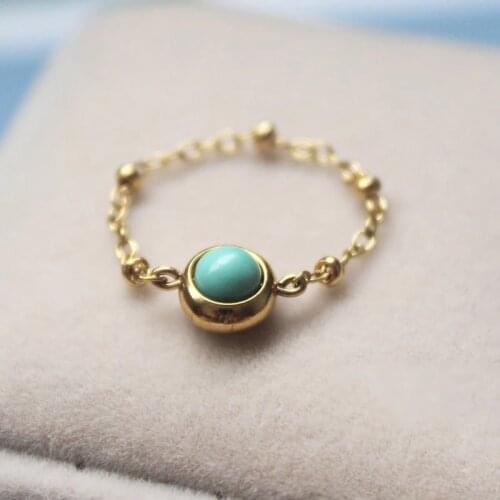 Handmade Natural Turquoise Rings 14K Gold Filled Knuckle Ring Mujer Boho Bague Femme Minimalism Jewelry Rings for Women