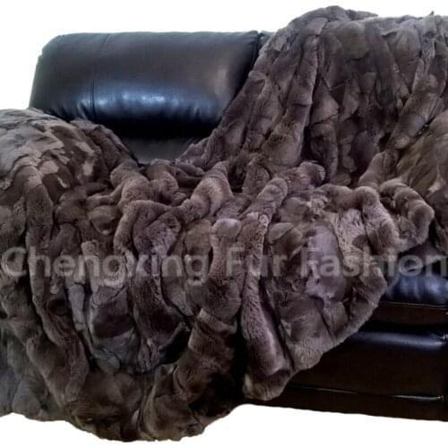 CX-D-65D 122X183CM Winter Warm Bed/Sofa Patchwork Rex Rabbit Fur Rug