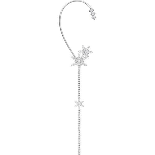 SLJELY Fashion Pure 925 Sterling Silver Snowflake Ear Bone Cuff with Stud Tassel Clip Earring 1pc for Women Fine Brand Jewelry