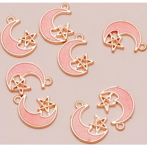 10pcs 20x15mm Dripping Oil Stars Moon Jewelry for Making Pendants Bracelets Drop Earrings Charms Alloy Jewelry Gifts