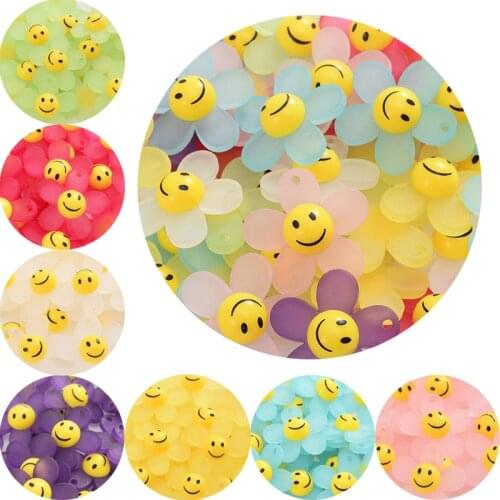 10/20Pcs Mixed Colors Flower Shape Acrylic Loose Spacer Beads For Handmade Making DIY Jewelry Bracelet Crafts Accessories