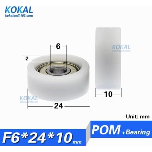[F0624-10] 10PCS flat type 626zz 626 ball bearing inner 6mm pom plastic sliding door window guide cabinet pulley 6*24*10 0624KK