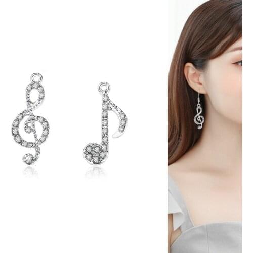 2020New 100Pcs Rhinestones Asymmetrical Musical Notation Button for DIY Earring or Necklace Pendant Accessorie BY25