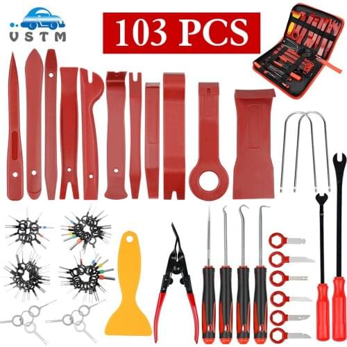 103PCS/set Trim Removal Tool Car Panel Door Audio Trim Removal Tool Kit Auto Clip Pliers Fastener Remover Tool Set