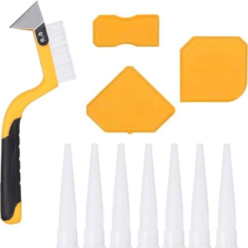 11Pcs Plastic Ceramic Tile Clean Scraper Shovel Caulking Sealant Seam Tool Caulking Sealant Finishing Grout Floor Cleaning Tool