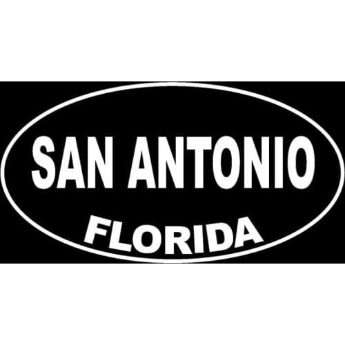 14.6CM*7.7CM SAN ANTONIO FLORIDA OVAL CAR STICKER VINYL DECAL Black Silver C10-01453