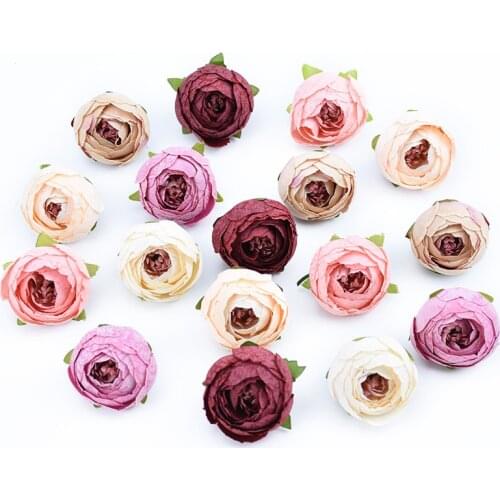 5pcs/lot Silk tea buds roses for Christmas home party wedding decoration diy gifts box cheap Fake plastic Artificial flower wall