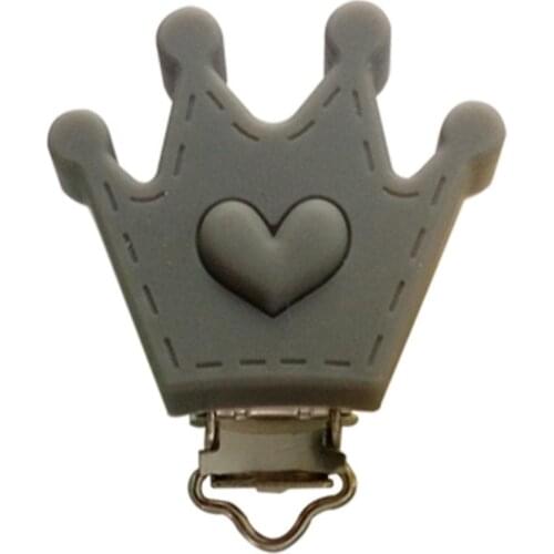 3Pcs/Lot New Cute Pacifier Clip Crown Chew Necklace Fashion Heart Shape Silicone Clip Accesories DIY Bead Baby Teething Toys