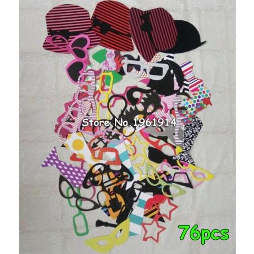 76pcs DIY Photo Booth Props Moustaches/Glasses/Bowtie/Hat style Wedding Hen Party Night Games Take Photo Accessories 2016 New