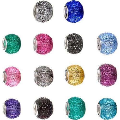 20Pcs 16mm Big Round Large Hole Plastic Resin Beads Charms Spacer fit Pandora Bracelet Bangle for DIY Jewelry Making Women Girl