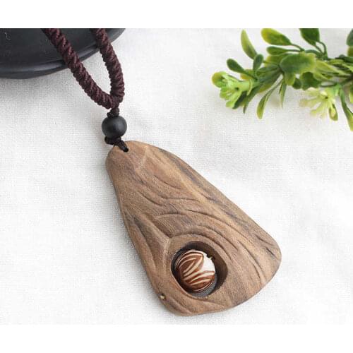 New fashion exaggeration national style retro long sweater chain necklace simple handmade wooden pendant clothing Pendant