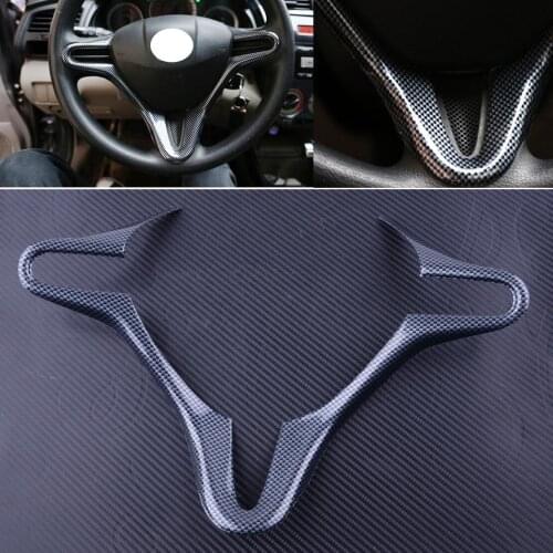 DWCX Black Carbon Fiber Style Car Inner Steering Wheel Cover Trim Frame Fit For Honda FIT 2008 2009 2010 2011 2012 2013