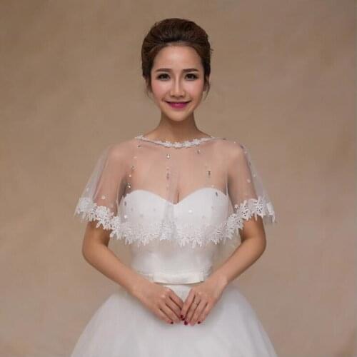 Elegant Ivory Applique Lace Bridal Boleros with Sleeveless Wedding Jacket Capes Wedding Accessories