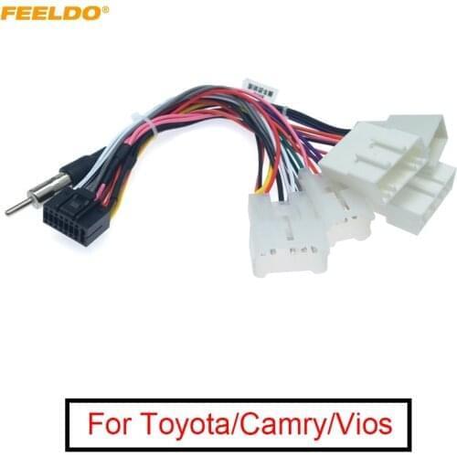 FEELDO 1PC Car Radio 16PIN Adaptor Wiring Harness For Toyota Audio Power Calbe Wire Plug Head Unit Harness #MX6382
