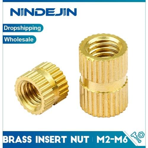 NINDEJIN 10-50pcs brass insert nut m2 m2.5 m3 m4 m5 m6 knurled threaded insert nut for 3D print