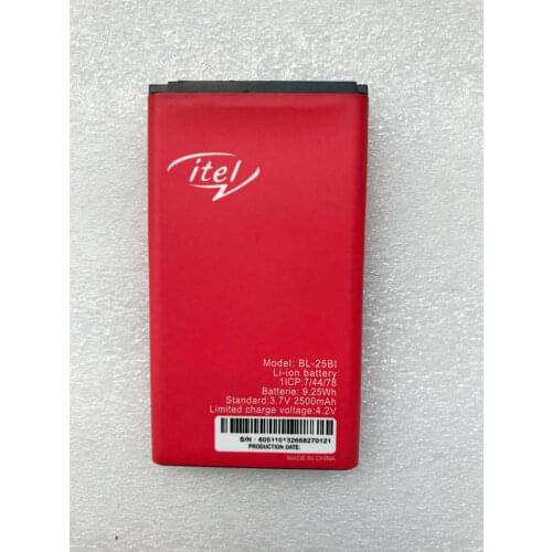 GeLar Original 3.7V 2500mAh 9.25Wh BL-25BI Replacement Battery For itel BL-25BI mobile phone high quality Li-ion bateria