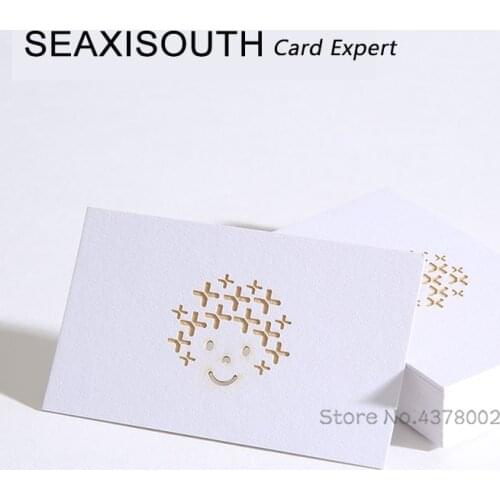Edge color Debossed business cards printing Spot UV Custom high-end vist card Elegant white paper 550g