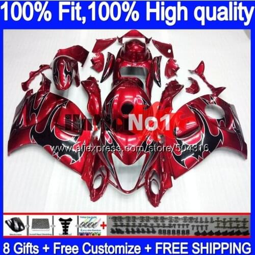 Injection For SUZUKI Hayabusa GSXR 1300 GSXR-1300 29MC.10 GSXR1300 2008 2009 2010 2011 2012 08 09 10 11 12 Black flames Fairing