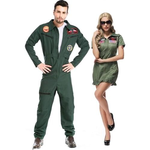 Carnival Couple Aviator Pilot Suit Costume Instructor Officer Flight Captain Outfit Cosplay Halloween Party Fancy Dress