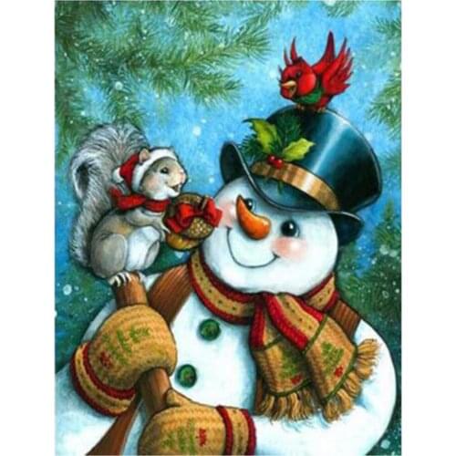 Kexinzu Full 5D DIY Square/ Round Diamond Painting"Christmas Snowman squirrel"3D Embroidery Cross Stitch Mosaic Gift for friends