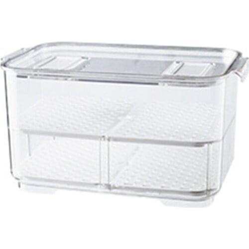 Fruit and Vegetable Fresh-Keeping Box Plastic Transparent Drain Refrigerator Storage Fresh-Keeping Box with Lid