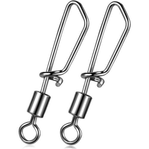 50pcs Swivels Interlock Snap Fishing Lure Gear Accessories Connector Copper Swivels Pin Bearing Rolling Solid Fishing Tackle