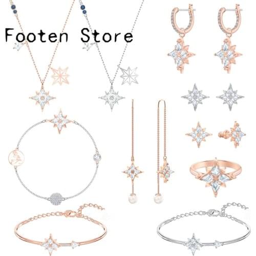 SWA Fine Fashion Ladies Jewelry Charm Star Collection Jewelry Set Ladies Earring Necklace and Bracelet Romantic Jewelry Gift