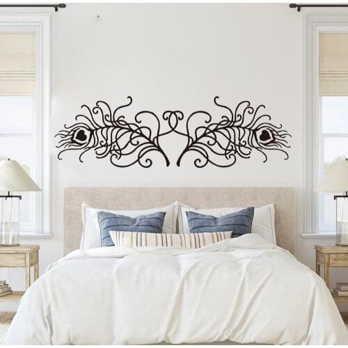 2Pcs Peacock Feathers Bird Headboard Wall Sticker Bedroom Sofa Jungle Animal Birds Pet Wall Decal Living Room Vinyl Home Decor