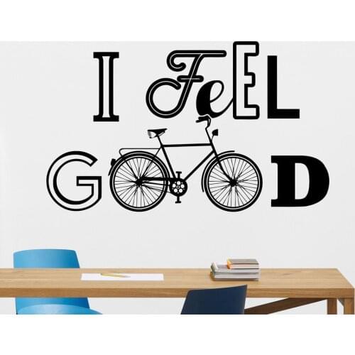 I Feel Good Quote Wall Decal Bike Vinyl Home Poster Bedroom Decor Inspirational Sentense Office Classroom Window Sticker Z746
