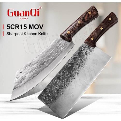 Stainless Steel Forged Kitchen Cleaver Bone Chopper Hammer Kitchen Butcher Knife 5Cr15Mov Steel Chef Slicing Meat Chopping Knife