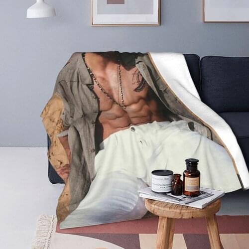 Can Yaman Actor Blanket Fleece Printed Abdominal Muscles Multifunction Lightweight Throw Blanket for Bed Travel Plush Thin Quilt