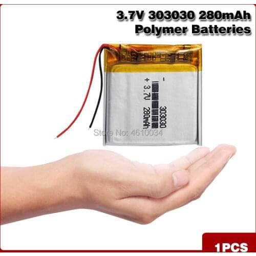 Polymer 303030 033030 3.7V 280MAH Rechargeable Lithium Battery With PCM For MP3 MP4 MP5 GPS Headset Electric Toy Voice Recorder