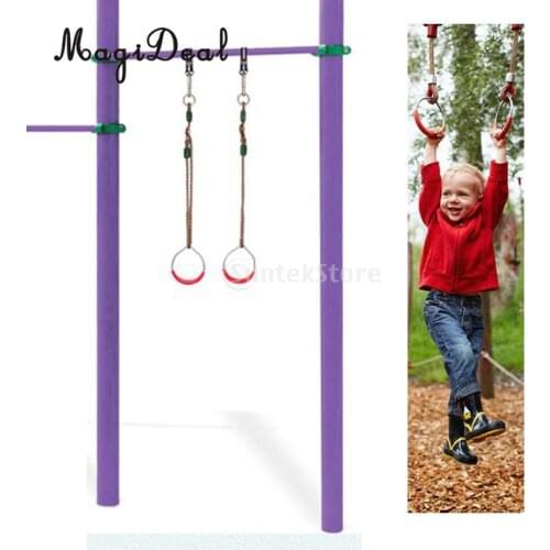 MagiDeal Professional Gymnastic Home Wooden Strength Training Ring With Adjustable Firmly Straps Buckles Set Fitness Tool 120 KG