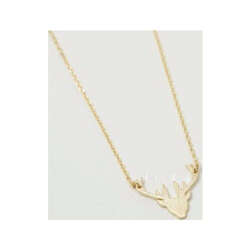 Daisies Wholesale Dainty Deer Head Shaped Animal Charm Necklace in Gold Silver Plated Horn Statement Jewelry Birthday Gift 10pcs
