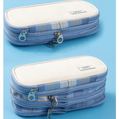 Compressible canvas pencil case School stationery bag student pencil bag Large capacity pen case kid Stationery storage bag gift