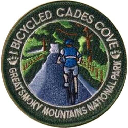 I Bicycled Cades Cove Embroidery Patches Fabric Label Maker for Clothing Merrow Border and PVC Backing Accept Custom MOQ50pcs