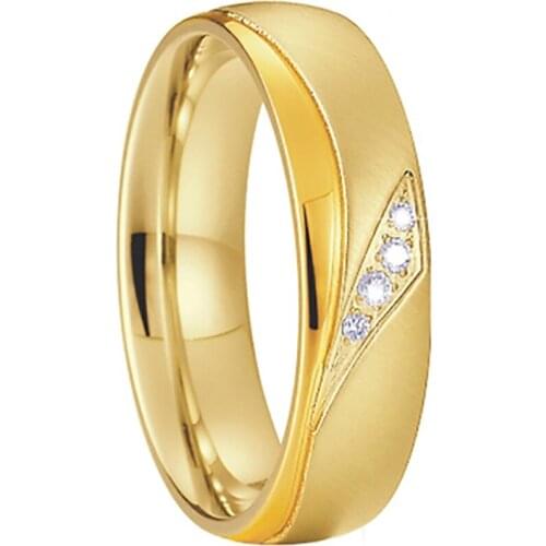 Ladies rings 18K gold plated stainless steel jewelry wedding band lovers alliance hand finger promise rings for women