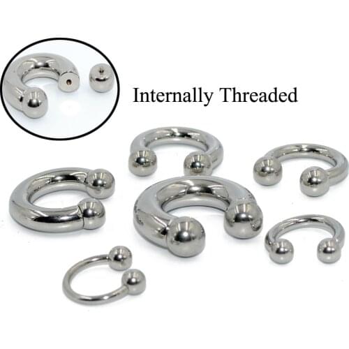 1Piece Large Size Horseshoe Barbell Circular Bead Ring Penis Eyebrow Labret Lip Piercing Ear Trague Helix Cartilage Earrings