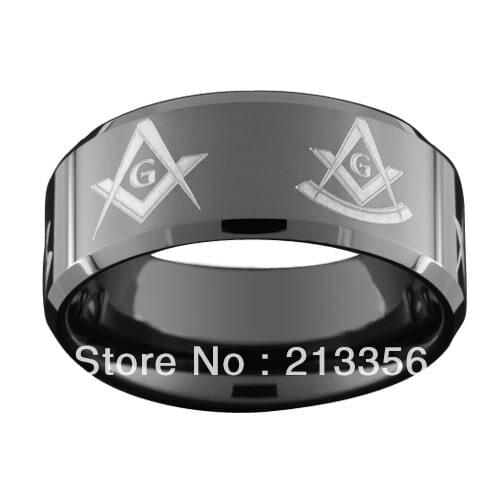 20PCS/LOT FREE SHIPPING!USA WHOLESALES CHEAP PRICE 8MM WOMEN&MENS PASTMASTER BLACK MASONIC TUNGSTEN FREEMASON WEDDING BAND RINGS
