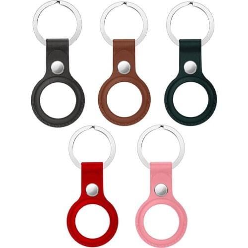 20pcs/ a lot PU Leather Protective Sleeve Case Cover For Apple Airtag Tracker Location Protector For iphone air tags Keychain