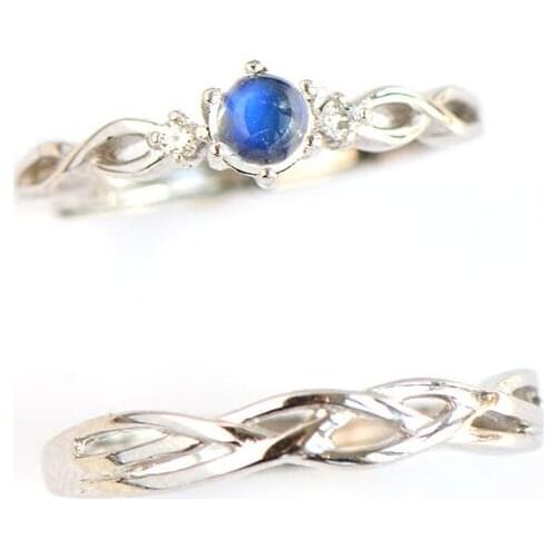 2019 Natural Gemstone Moonstone 100% 925 Silver Couple Rings for Women Men Wedding Engagement CZ Ring Unique Fine Jewelry