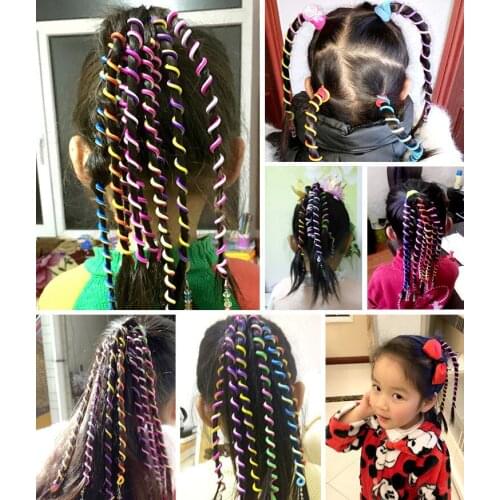 6pcs/lot Rainbow Color Cute Girl Curler Hair Braid hair styling tools hair roller Braid Maintenance The princess hair accessory