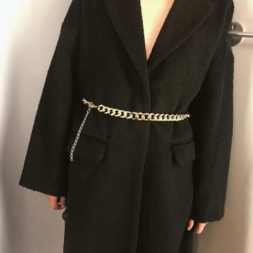 Body Jewelry for Women 304 Stainless Steel Necklaces Fashion Cuban Link Belly Chain Long Chains 10MM