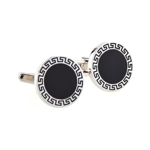 Black Round Enamel Epoxy Cufflink Cuff Link 15 Pairs Wholesale Free Shipping