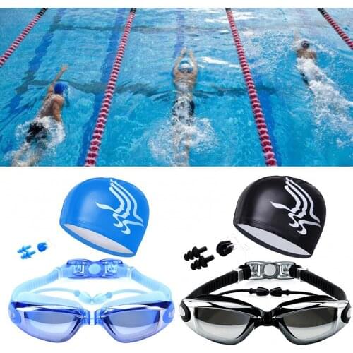 Childrens unisex professional competition swimming goggles with cover earplugs nose clip set waterproof swimming goggles