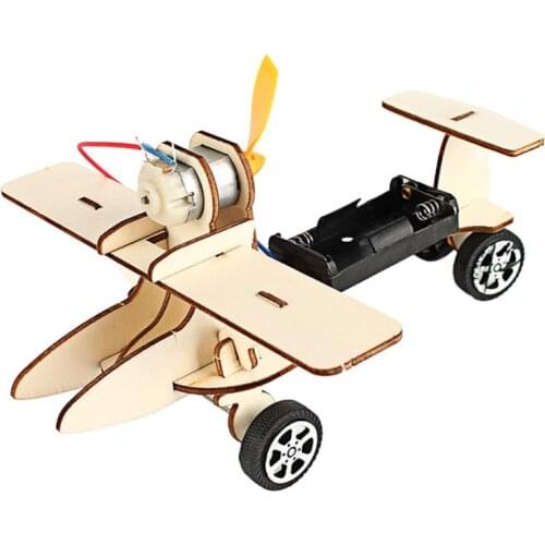 Kids DIY Assembly Electric Sliding Airplane Model Student Science Experiment Toy Set Preschool Educational Child toy gift